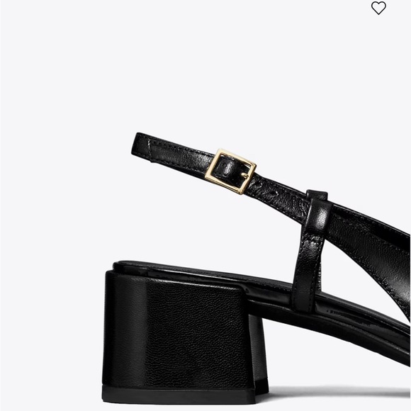 Tory Burch Black Cap-Toe Slingback Low Block Heel Mules - Picture 3 of 8